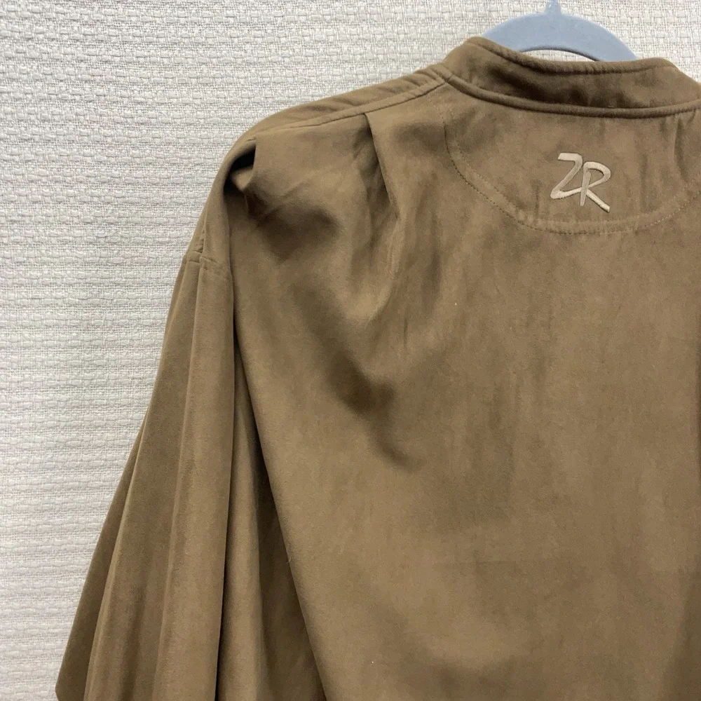 Zero Restriction Golf Outerwear Camel Brown Microsuede Pullover Windshirt Size L